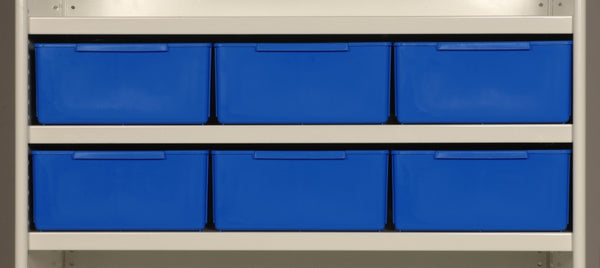 AT44 Parts Trays Showing Three Trays on 900mm Wide x 400mm Deep Shelf