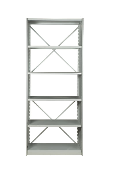 Front View of VISIPLAS BS201 Steel Shelving Kit with 6 Shelves
