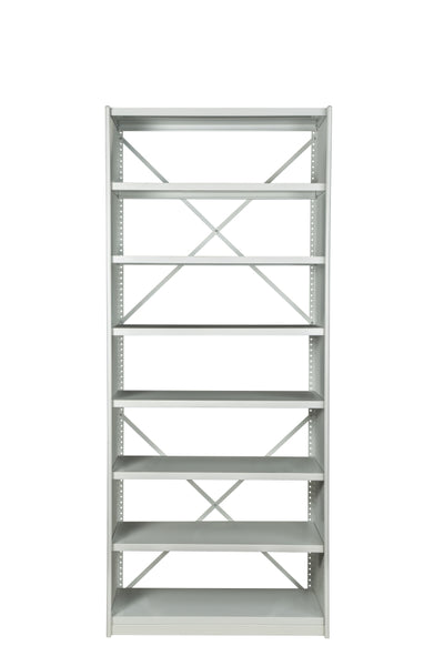 Front view of BS203 Steel Shelving Kit with 8 Shelves