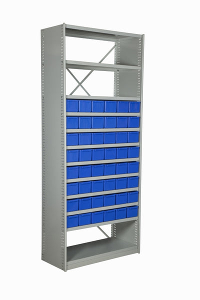 VISIPLAS BS237 Steel Shelving Kit with 12 Shelves and 48 x AT42 Parts Trays